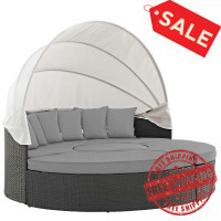 Modway EEI-1986-CHC-GRY Sojourn Outdoor Patio Sunbrella Daybed