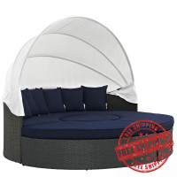 Modway EEI-1986-CHC-NAV-SET Sojourn Outdoor Patio Sunbrella Daybed in Canvas Navy