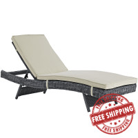 Modway EEI-1996-GRY-BEI Summon Outdoor Patio Sunbrella Chaise in Antique Canvas Beige
