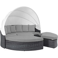 Modway EEI-1997-GRY-GRY Summon Canopy Outdoor Patio Sunbrella Daybed