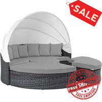 Modway EEI-1997-GRY-GRY Summon Canopy Outdoor Patio Sunbrella Daybed