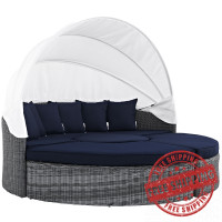 Modway EEI-1997-GRY-NAV-SET Summon Canopy Outdoor Patio Sunbrella Daybed in Canvas Navy