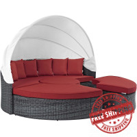 Modway EEI-1997-GRY-RED Summon Canopy Outdoor Patio Sunbrella Daybed