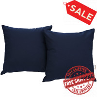 Modway EEI-2002-NAV Summon 2 Piece Outdoor Patio Pillow Set in Navy