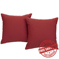 Modway EEI-2002-RED Summon 2 Piece Outdoor Patio Sunbrella Pillow Set
