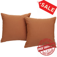 Modway EEI-2002-TUS Summon 2 Piece Outdoor Patio Pillow Set in Tuscan