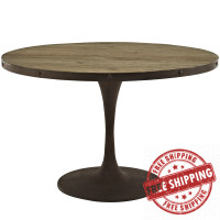 Modway EEI-2004-BRN-SET Drive 48" Round Wood Top Dining Table in Brown