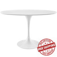 Modway EEI-2017-WHI Lippa 48" Oval-Shaped Wood Top Dining Table in White