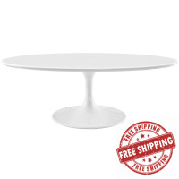 Modway EEI-2018-WHI Lippa 48" Oval-Shaped Wood Top Coffee Table in White