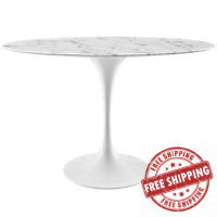 Modway EEI-2021-WHI Lippa 48" Oval-Shaped Artificial Marble Dining Table in White