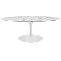 Modway EEI-2022-WHI Lippa 48" Oval-Shaped Artificial Marble Coffee Table in White