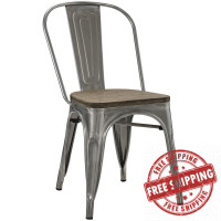 Modway EEI-2028-GME Promenade Bamboo Side Chair in Gun Metal