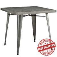 Modway EEI-2035-GME Alacrity Metal Dining Table in Gunmetal