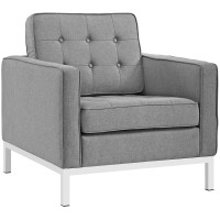 Modway EEI-2050-LGR Loft Fabric Armchair in Light Gray