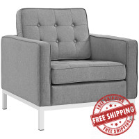 Modway EEI-2050-LGR Loft Fabric Armchair in Light Gray