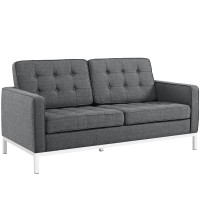 Modway EEI-2051-DOR Loft Fabric Loveseat in Gray