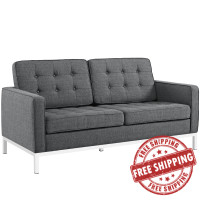 Modway EEI-2051-DOR Loft Fabric Loveseat in Gray