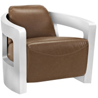 Modway EEI-2070-BRN Trip Leather Lounge Chair in Brown