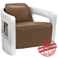 Modway EEI-2070-BRN Trip Leather Lounge Chair in Brown