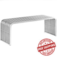 Modway EEI-2102-SLV Pipe Stainless Steel Bench in Silver