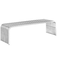Modway EEI-2103-SLV Pipe Stainless Steel Bench in Silver