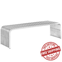 Modway EEI-2103-SLV Pipe Stainless Steel Bench in Silver