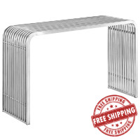 Modway EEI-2104-SLV Pipe Stainless Steel Console Table in Silver