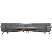Modway EEI-2108-DOR-SET Engage L-Shaped Sectional Sofa in Gray