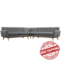 Modway EEI-2108-DOR-SET Engage L-Shaped Sectional Sofa in Gray