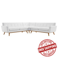 Modway EEI-2108-WHI-SET Engage L-Shaped Upholstered Fabric Sectional Sofa White