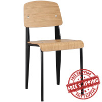 Modway EEI-214-NAT-BLK Cabin Dining Side Chair in Natural Black