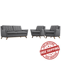 Modway EEI-2141-DOR-SET Beguile 3 Piece Fabric Living Room Set in Gray