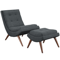 Modway EEI-2143-GRY Ramp Fabric Lounge Chair Set in Gray