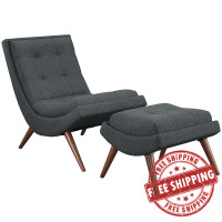 Modway EEI-2143-GRY Ramp Fabric Lounge Chair Set in Gray