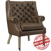 Modway EEI-2147-BRN Chart Vinyl Lounge Chair in Brown