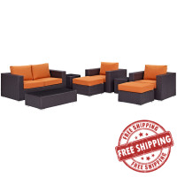 Modway EEI-2159-EXP-ORA-SET Convene 8 Piece Outdoor Patio Sofa Set in Espresso Orange