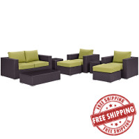 Modway EEI-2159-EXP-PER-SET Convene 8 Piece Outdoor Patio Sofa Set in Espresso Peridot