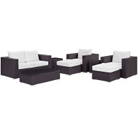 Modway EEI-2159-EXP-WHI-SET Convene 8 Piece Outdoor Patio Sofa Set in Espresso White