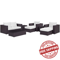 Modway EEI-2159-EXP-WHI-SET Convene 8 Piece Outdoor Patio Sofa Set in Espresso White