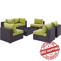 Modway EEI-2164-EXP-PER-SET Convene 7 Piece Outdoor Patio Sectional Set in Espresso Peridot