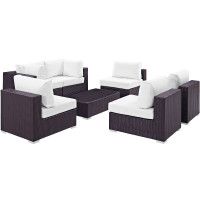 Modway EEI-2164-EXP-WHI-SET Convene 7 Piece Outdoor Patio Sectional Set in Espresso White