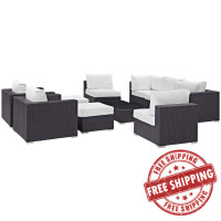 Modway EEI-2169-EXP-WHI-SET Convene 10 Piece Outdoor Patio Sectional Set in Espresso White