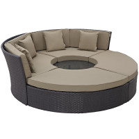 Modway EEI-2171-EXP-MOC-SET Convene Circular Outdoor Patio Daybed Set in Espresso Mocha