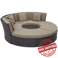 Modway EEI-2171-EXP-MOC-SET Convene Circular Outdoor Patio Daybed Set in Espresso Mocha