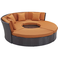 Modway EEI-2171-EXP-ORA-SET Convene Circular Outdoor Patio Daybed Set in Espresso Orange