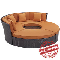 Modway EEI-2171-EXP-ORA-SET Convene Circular Outdoor Patio Daybed Set in Espresso Orange