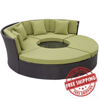 Modway EEI-2171-EXP-PER-SET Convene Circular Outdoor Patio Daybed Set in Espresso Peridot