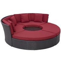 Modway EEI-2171-EXP-RED-SET Convene Circular Outdoor Patio Daybed Set in Espresso Red