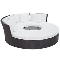 Modway EEI-2171-EXP-WHI-SET Convene Circular Outdoor Patio Daybed Set in Espresso White