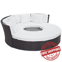 Modway EEI-2171-EXP-WHI-SET Convene Circular Outdoor Patio Daybed Set in Espresso White